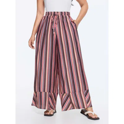 Bloomchic Boho Striped Print Wide-leg Pants In Purple