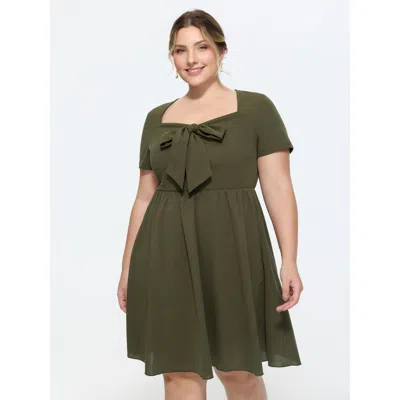 Bloomchic Bow-tie Front Scoop Neckline Mini Dress In Multi