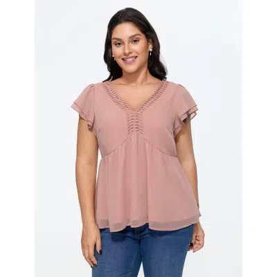 Bloomchic Braided Neckline Detail Layered Sleeve Top