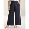 Bloomchic Button Front Wide-leg Pants In Blue