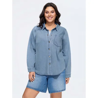 Bloomchic Button-down Pockets Denim Jacket In Multi