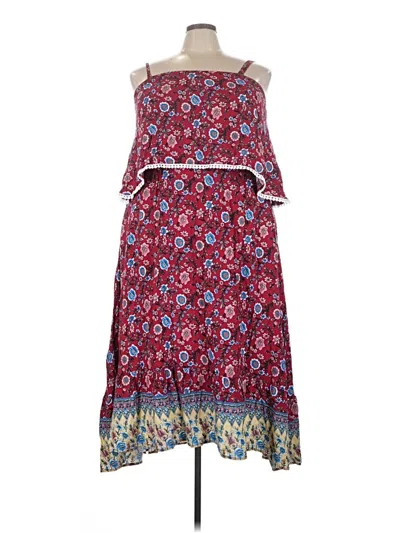 Pre-owned Bloomchic Casual Dress In Burgundy