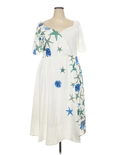 Pre-owned Bloomchic Casual Dress In White