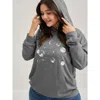 Bloomchic Celestial Print Solid Hoodie In Gray