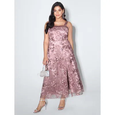 Bloomchic Charming Floral Sequin Embroidered Maxi Dress In Purple