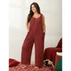 Bloomchic Checkered Pattern U-neck Lounge Jumpsuit In Multi