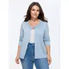 Bloomchic Classic Solid Crew Neck Button Down Knit Cardigan In Blue