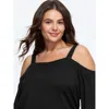 Bloomchic Cold Shoulder Casual Sweatshirt In Black