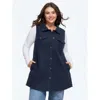 Bloomchic Collared Button Down Pocket Sleeveless Jacket In Blue
