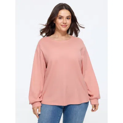 Bloomchic Color Block Waffle Knit Crew Neck Sweatshirt In Crepe