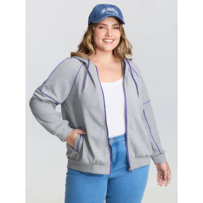 Bloomchic Color Contrast Drop Shoulder Hooded Jacket