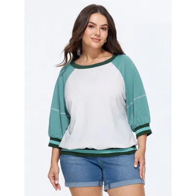 Bloomchic Color Contrast Raglan Sleeve Sweatshirt In Originalwhite
