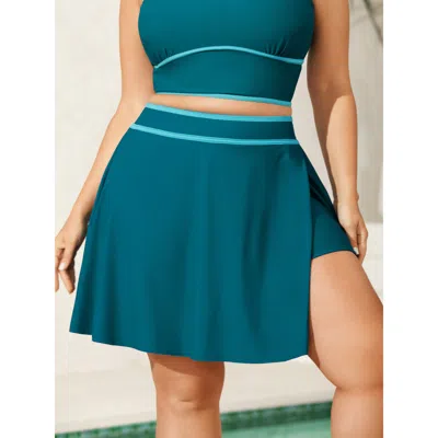 Bloomchic Color Contrast Slit Swim Bottoms In Blue