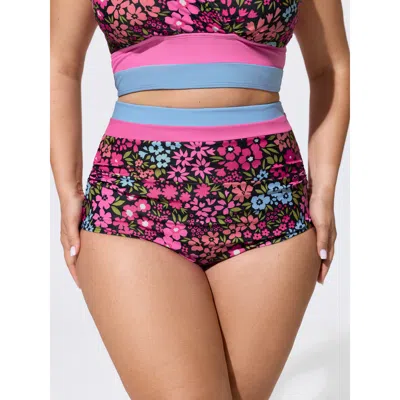 Bloomchic Colorful Floral Print Swim Bottoms In Multi