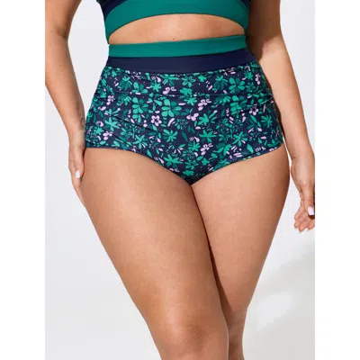 Bloomchic Colorful Floral Print Swim Bottoms In Purple