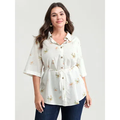 Bloomchic Cotton Floral Print Button-front Shirt In Multi