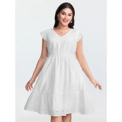 Bloomchic Cotton Lace Flutter Sleeve Mini Dress In White
