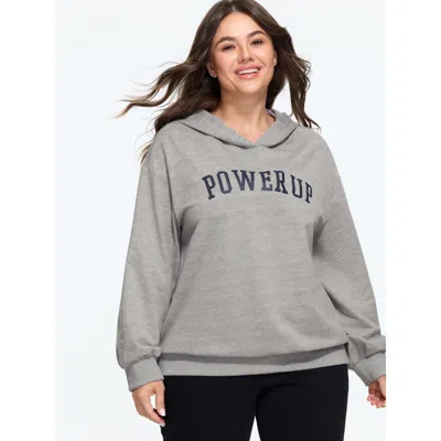 Bloomchic Cotton Letter Print Loose Fit Hooded Sweatshirt In Gray