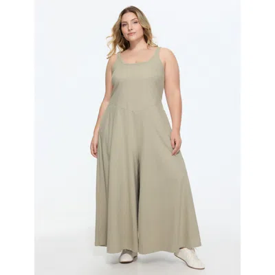 Bloomchic Cotton Sleeveless Wide-leg Jumpsuit In Gray
