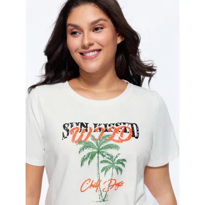 Bloomchic Cotton Sun-kissed Wild Print T-shirt In White