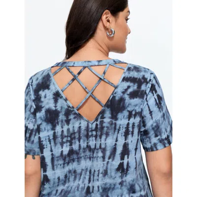 Bloomchic Cotton Tie Dye Back Crisscross T-shirt In Blue