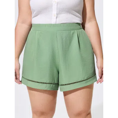 Bloomchic Cut-out Detail Wide-leg Shorts In Green