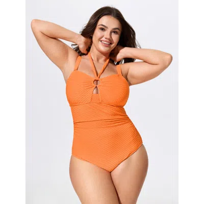 Bloomchic Cut-out Halter Neckline One-piece Swim In Orange