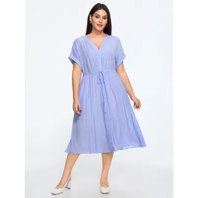 Bloomchic Dolman Sleeve Waist-defining Midi Dress In Lightblue
