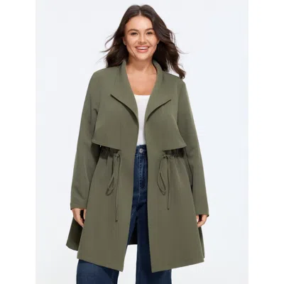 Bloomchic Drawstring Waist Pocket Open Front Jacket In Multi