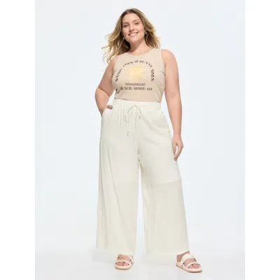 Bloomchic Drawstring Waist Pockets Straight-leg Pants In Neutral