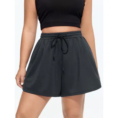 Bloomchic Drawstring Waist Wide-leg Shorts In Gray