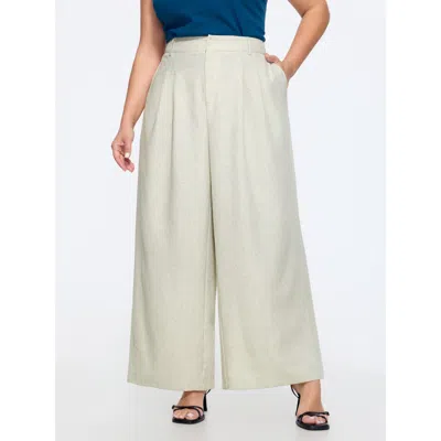 Bloomchic Elastic Back Waistband Wide-leg Pants In White