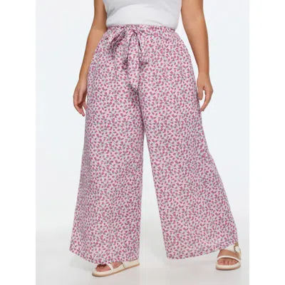 Bloomchic Everyday Floral Print Waist-tie Wide-leg Pants In Pink