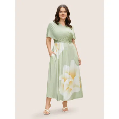 Bloomchic Everywhere Dress - Floral Mesh Ties Dress In Green
