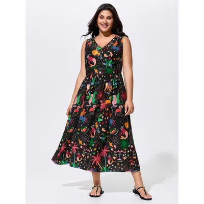 Bloomchic Floral Drama Cinched-waist Maxi Dress In Multi