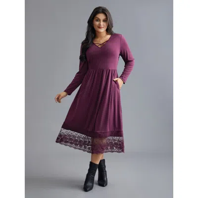 Bloomchic Floral Embroidered Mesh Crisscross Dress In Purple