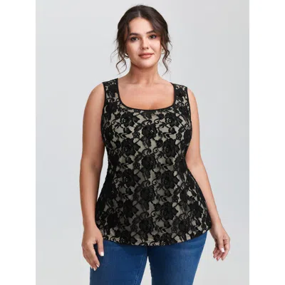 Bloomchic Floral Lace Scoop Neck Tank Top In Multi
