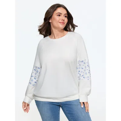 Bloomchic Floral Patchwork Sleeve Loose Fit Sweatshirt In Multi