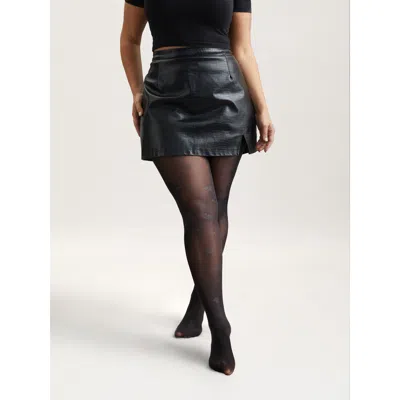 Bloomchic Floral Pattern Sheer Silk Tights In Black
