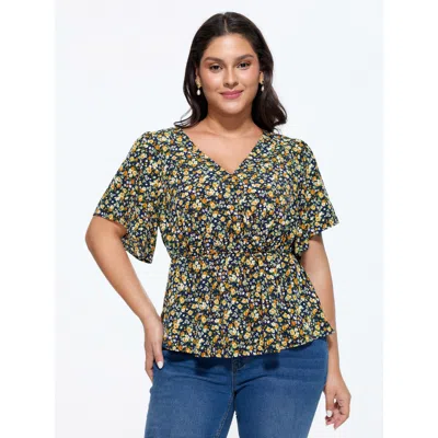 Bloomchic Floral Print Cinched-waist Blouse In Multi