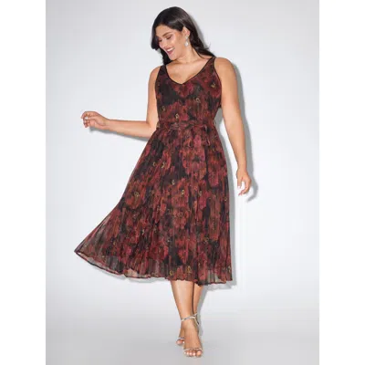Bloomchic Floral Print Pleated Waist-tie Midi Dress In Multi