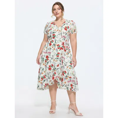 Bloomchic Floral Print Side-tie Midi Dress In Multi