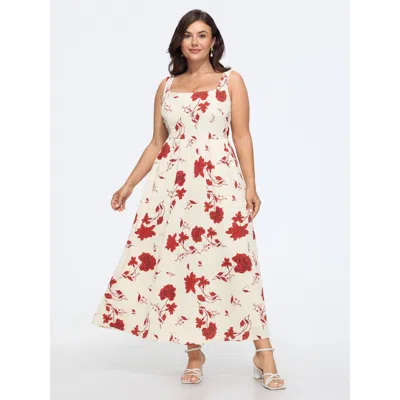 Bloomchic Floral Print Sleeveless Flowy Maxi Dress In White
