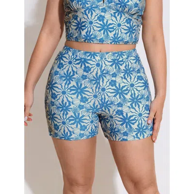 Bloomchic Floral Print Tight-fit Swim Bottoms In Black