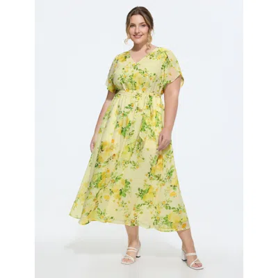 Bloomchic Floral Print Waist-tie Flowy Midi Dress In Multi