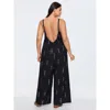 Bloomchic Geometric Print Adjustable Backless Drawstring Jumpsuit In Multi