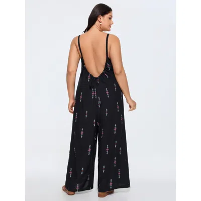 Bloomchic Geometric Print Adjustable Backless Drawstring Jumpsuit In Multi
