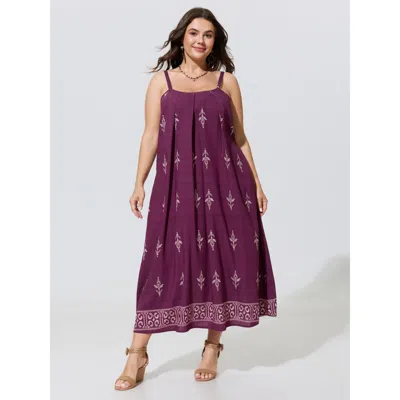 Bloomchic Geometric Print Color Contrast Maxi Dress In Purple
