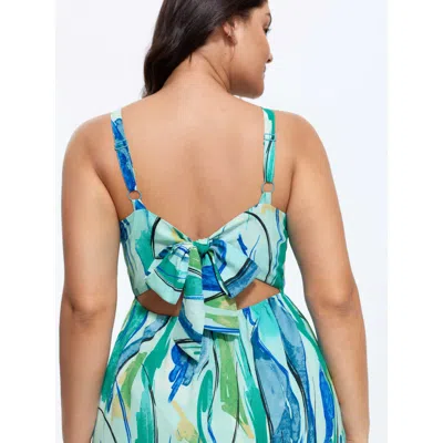 Bloomchic Geometric Print Cut-out Back Maxi Dress In Multi