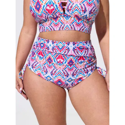 Bloomchic Geometric Print High Waisted Swim Bottoms In Multi